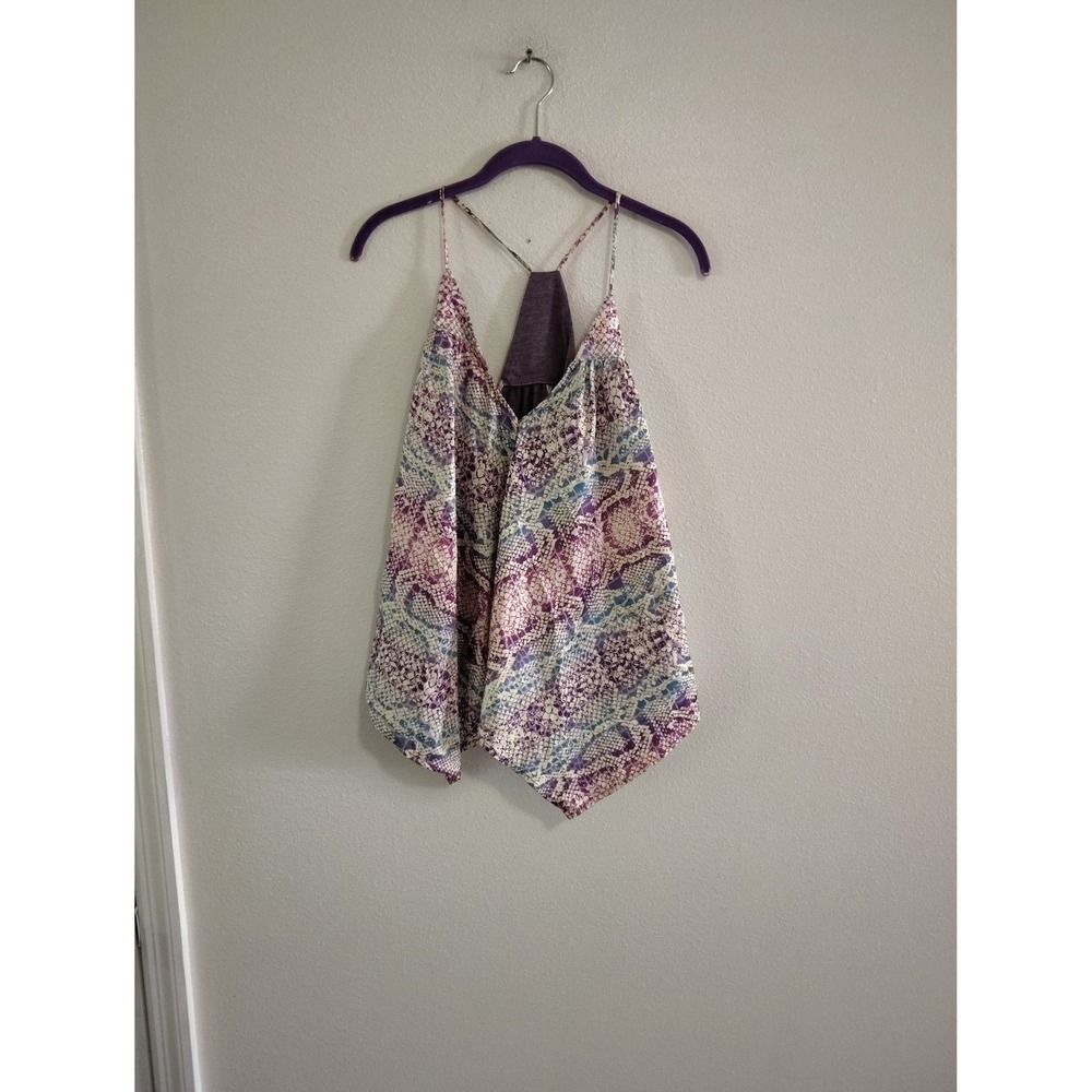 Eyeshadow Womens Purple Snakeskin Print Handkerchief Hem Camisole Tank Top M